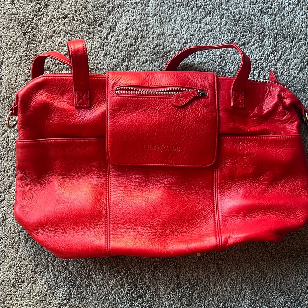 Lily Jade Red Leather Tote Bag